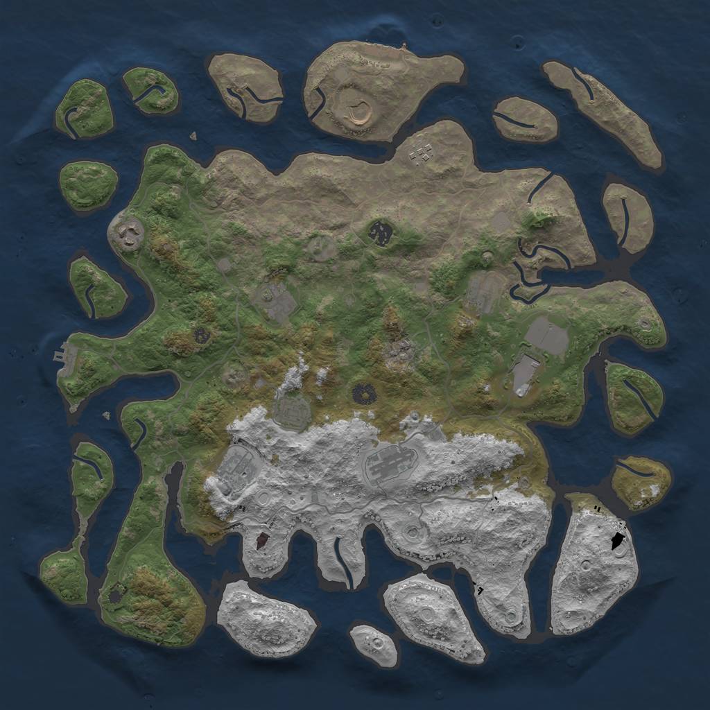 Rust Map: Procedural Map, Size: 4500, Seed: 40288044, 18 Monuments