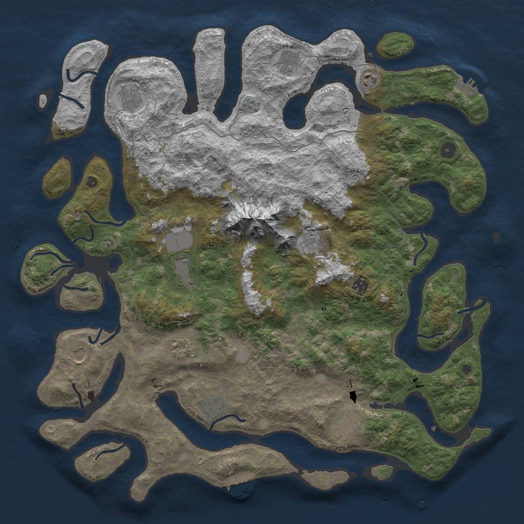 Rust Map: Procedural Map, Size: 5000, Seed: 327, 19 Monuments
