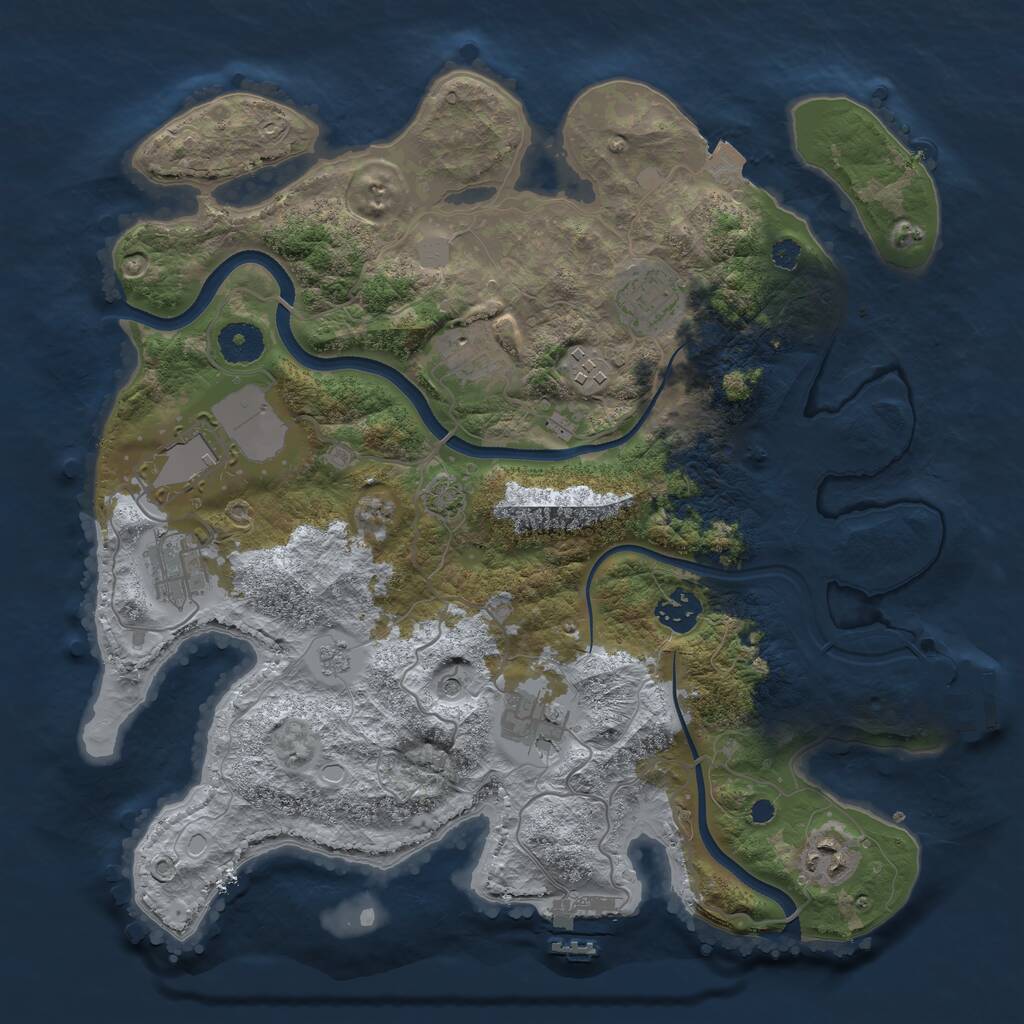 Rust Map: Procedural Map, Size: 3550, Seed: 26475697, 14 Monuments