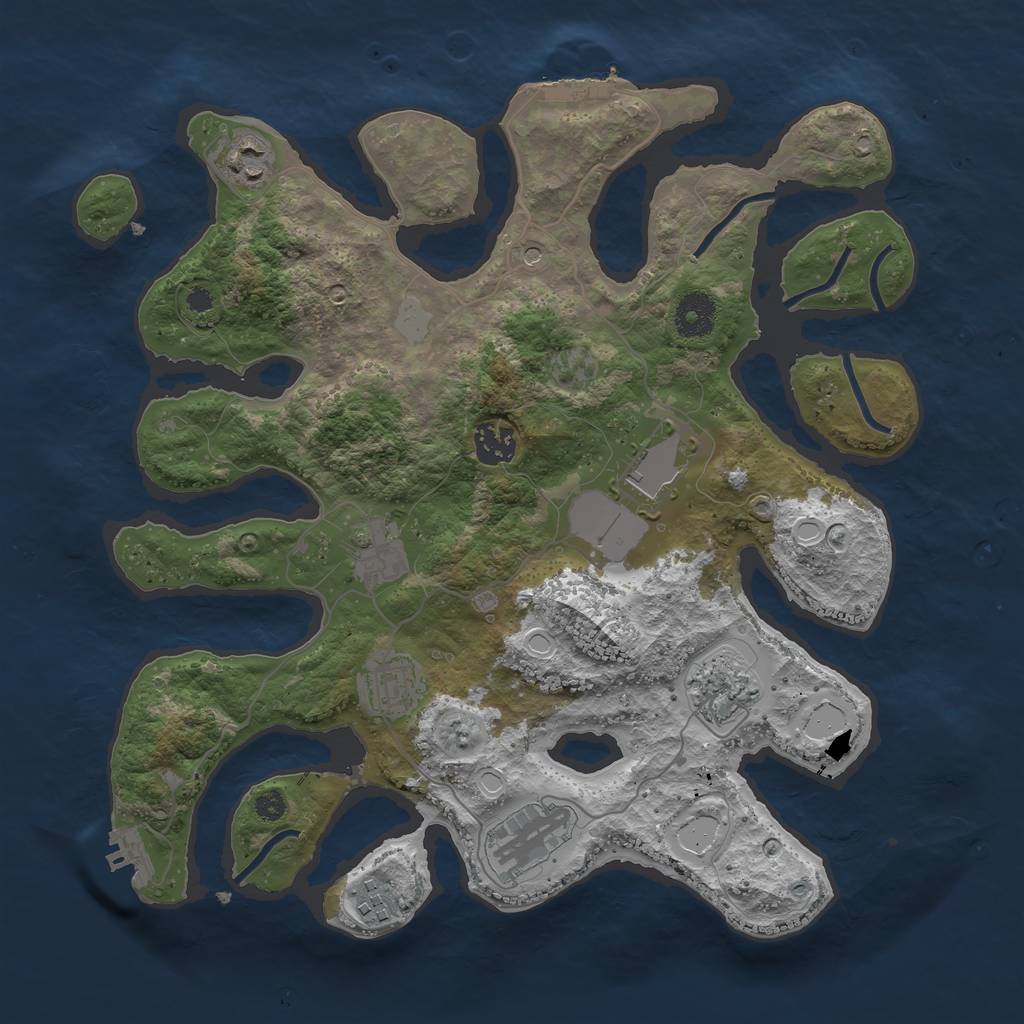 Rust Map: Procedural Map, Size: 3550, Seed: 287284, 16 Monuments