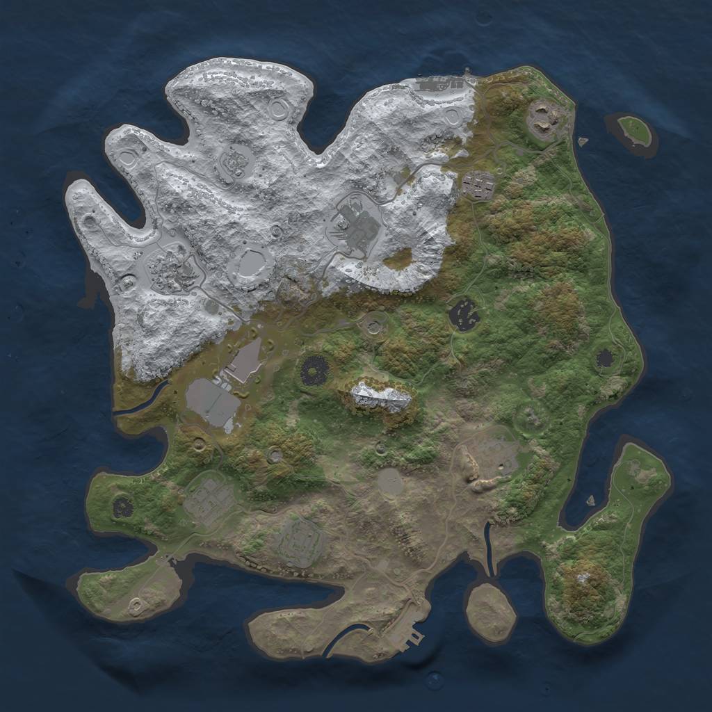 Rust Map: Procedural Map, Size: 3550, Seed: 200390, 18 Monuments
