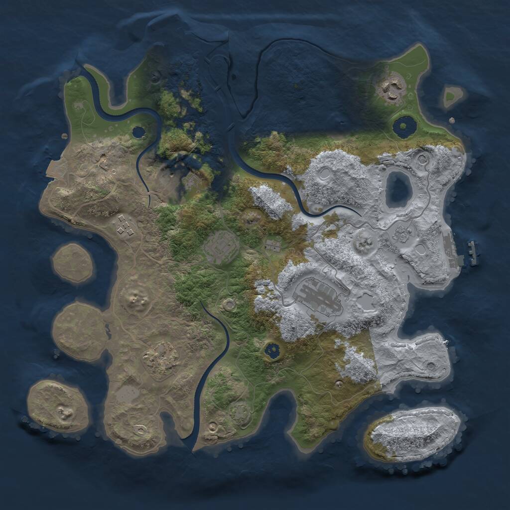 Rust Map: Procedural Map, Size: 3400, Seed: 1971796357, 12 Monuments