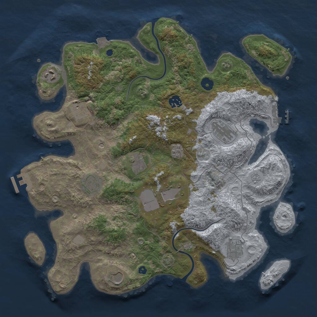 Rust Map: Procedural Map, Size: 3800, Seed: 348629118, 16 Monuments