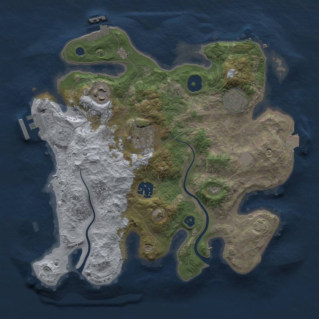 Rust Map: Procedural Map, Size: 3000, Seed: 542254524, 10 Monuments