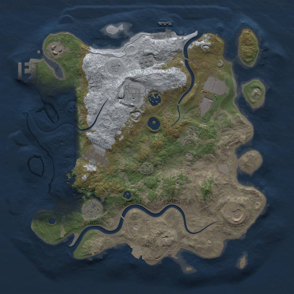 Rust Map: Procedural Map, Size: 3550, Seed: 727662, 15 Monuments