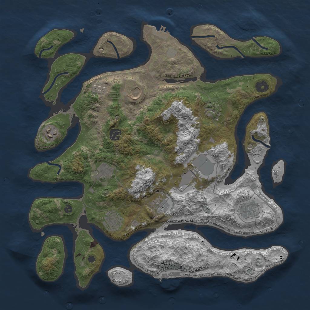Rust Map: Procedural Map, Size: 3800, Seed: 273416839, 17 Monuments