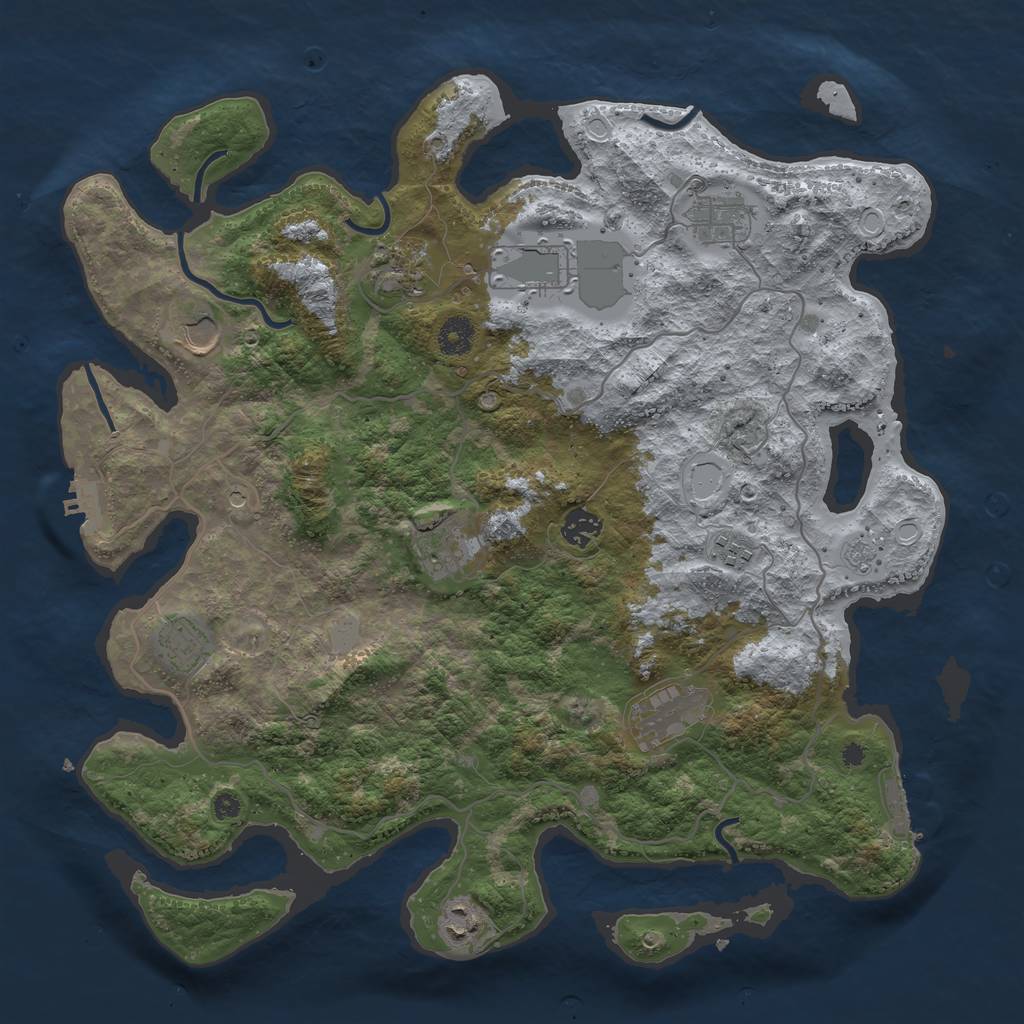 Rust Map: Procedural Map, Size: 4000, Seed: 308298, 19 Monuments