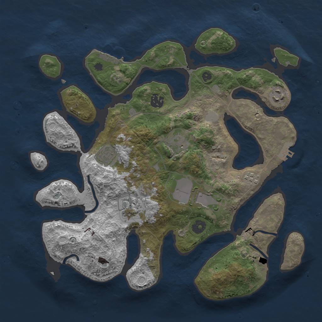 Rust Map: Procedural Map, Size: 3500, Seed: 121955494, 14 Monuments