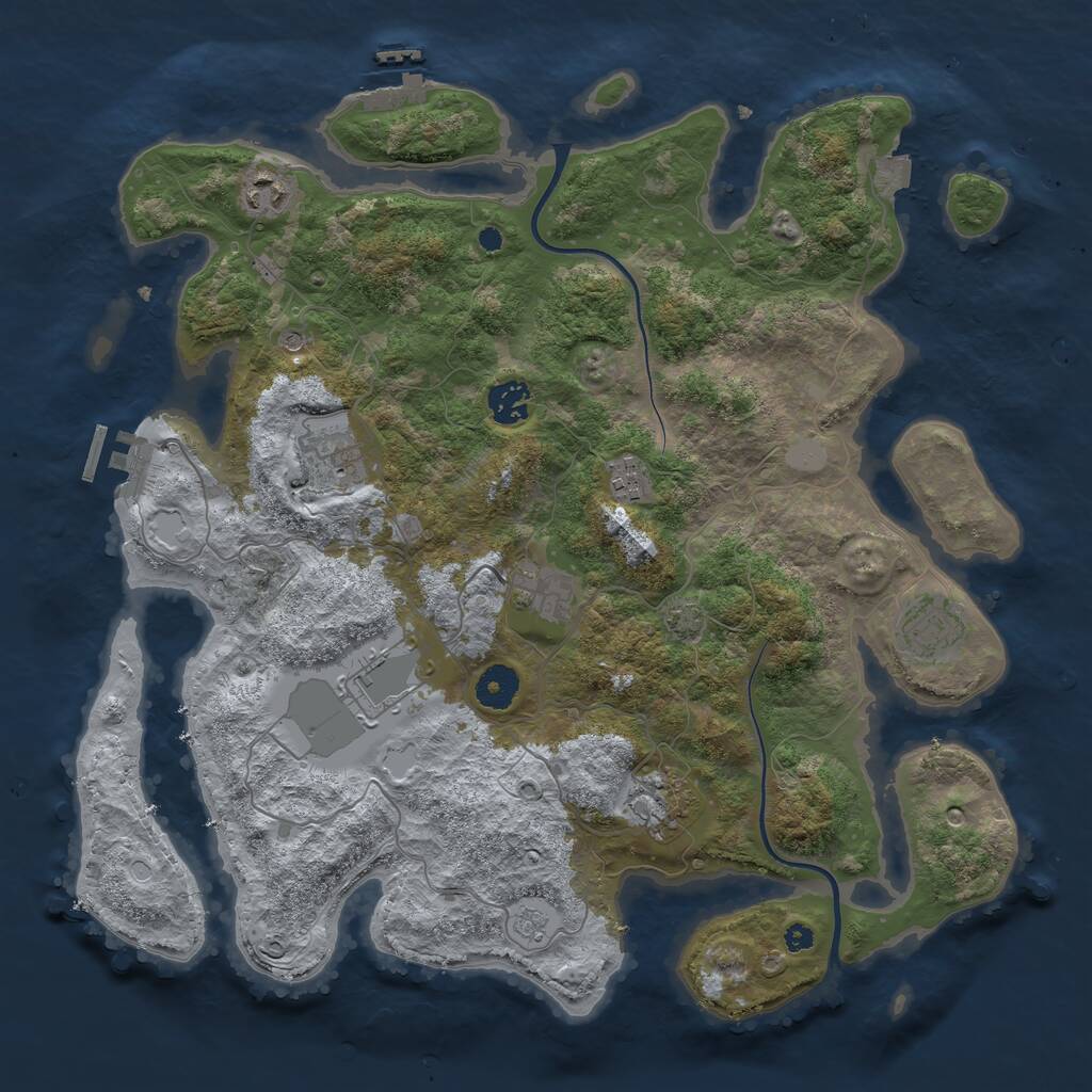 Rust Map: Procedural Map, Size: 3800, Seed: 224520731, 14 Monuments