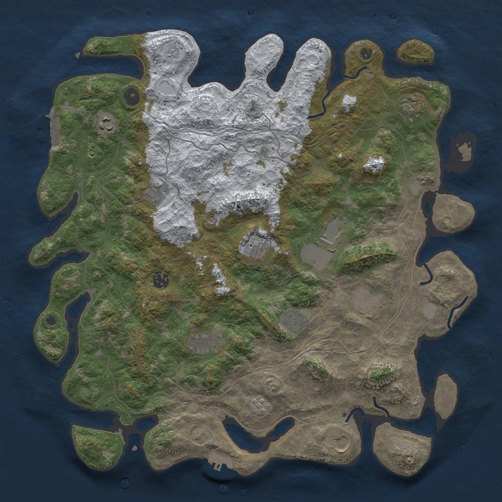 Rust Map: Procedural Map, Size: 4500, Seed: 745834, 20 Monuments