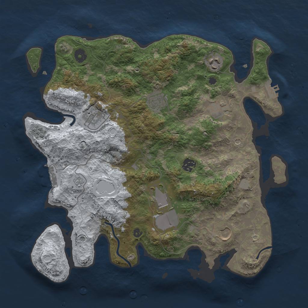 Rust Map: Procedural Map, Size: 3550, Seed: 445468, 17 Monuments