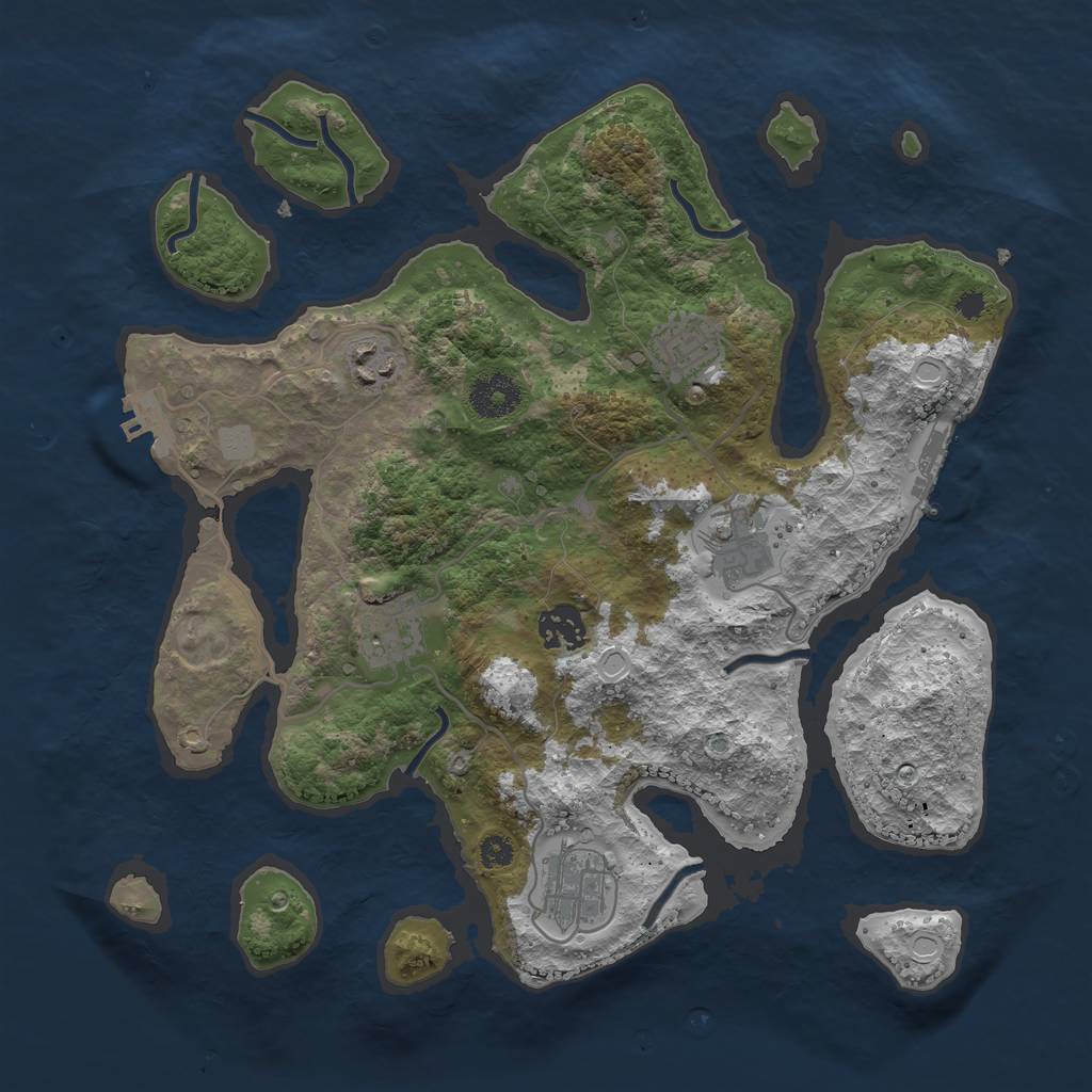 Rust Map: Procedural Map, Size: 3400, Seed: 44, 13 Monuments