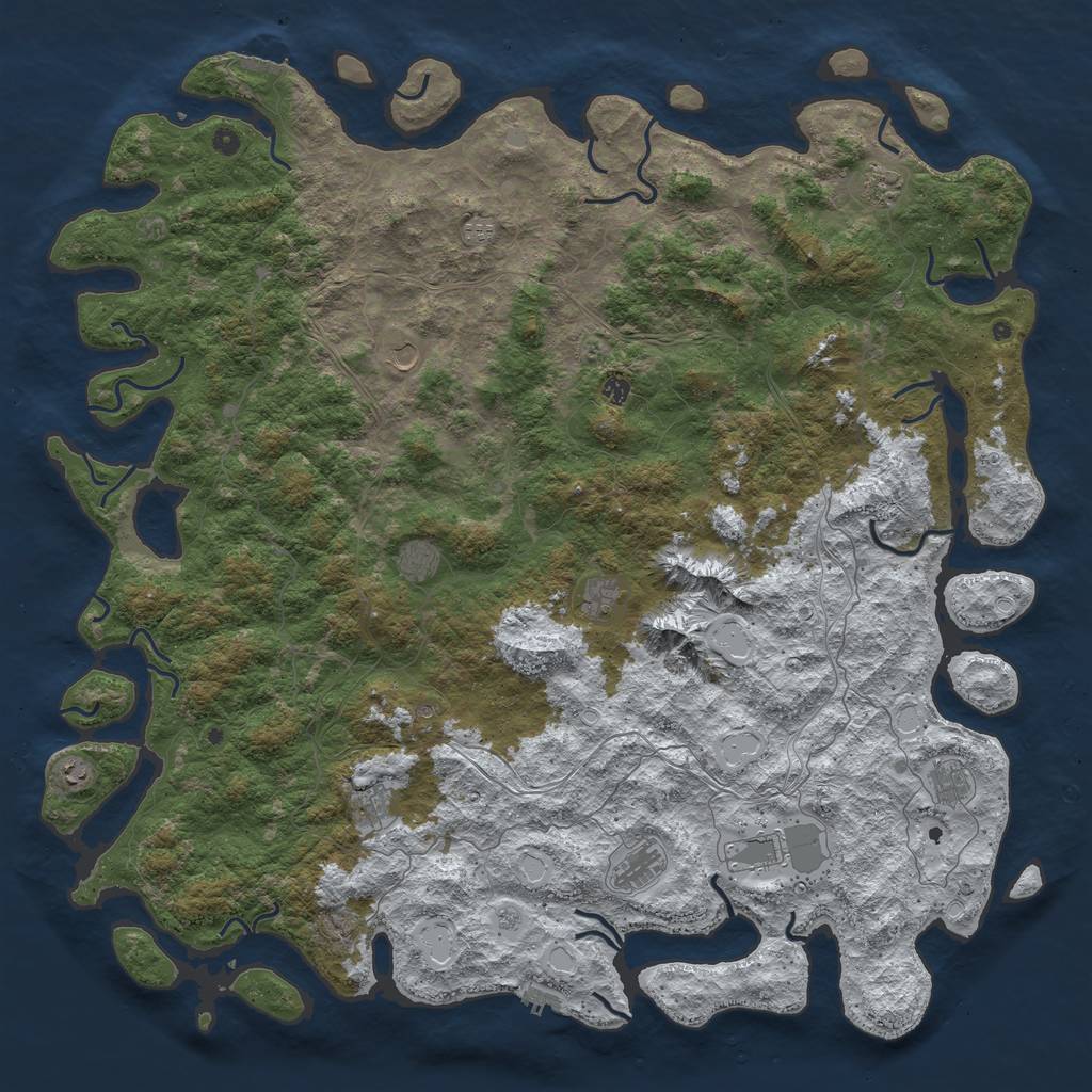 Rust Map: Procedural Map, Size: 6000, Seed: 891124, 20 Monuments
