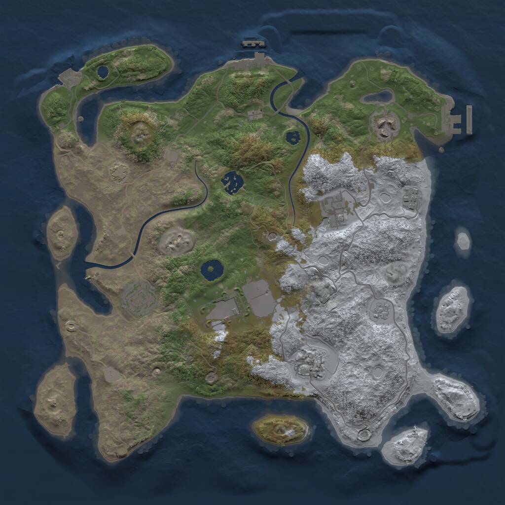 Rust Map: Procedural Map, Size: 3550, Seed: 274990, 13 Monuments