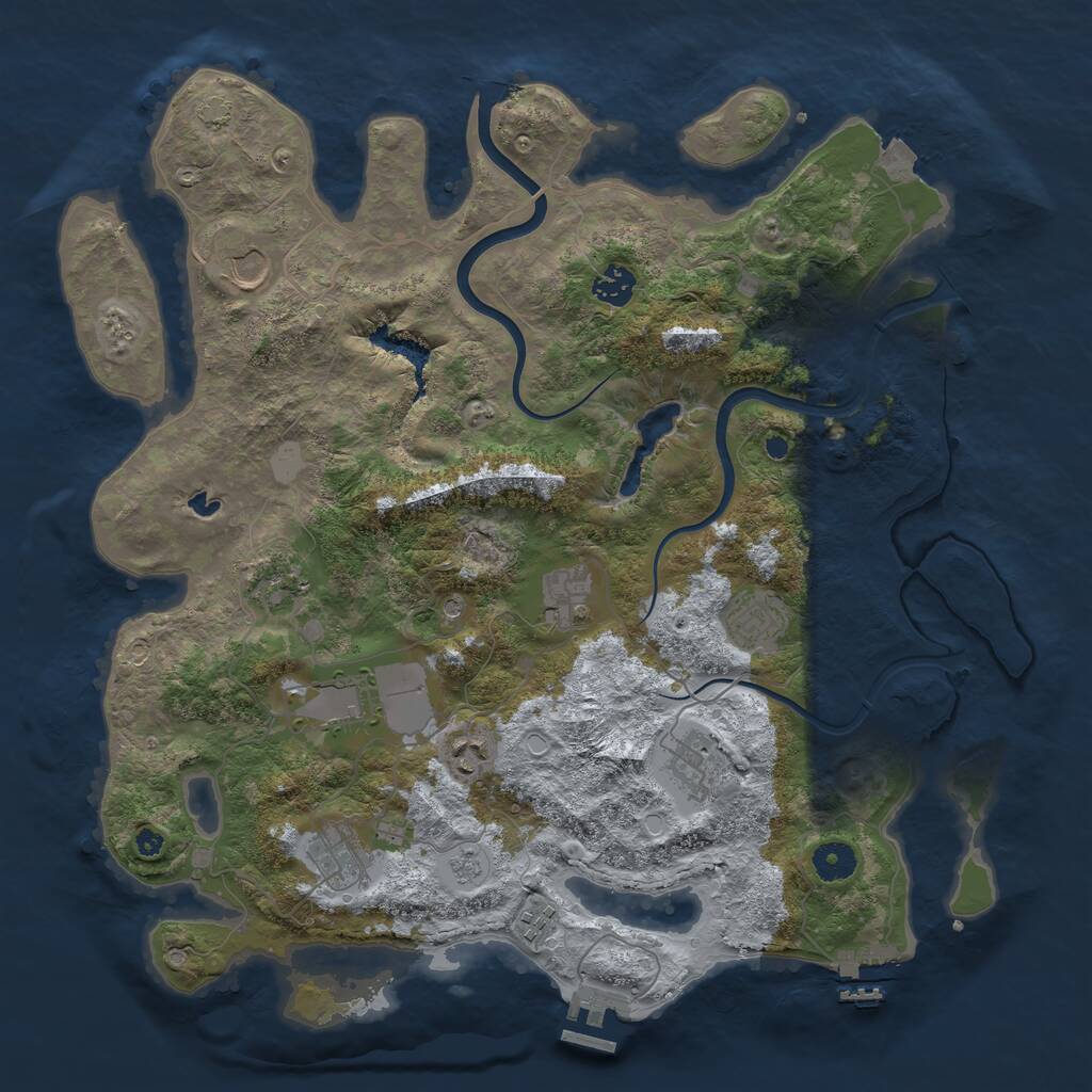 Rust Map: Procedural Map, Size: 4000, Seed: 42458, 16 Monuments
