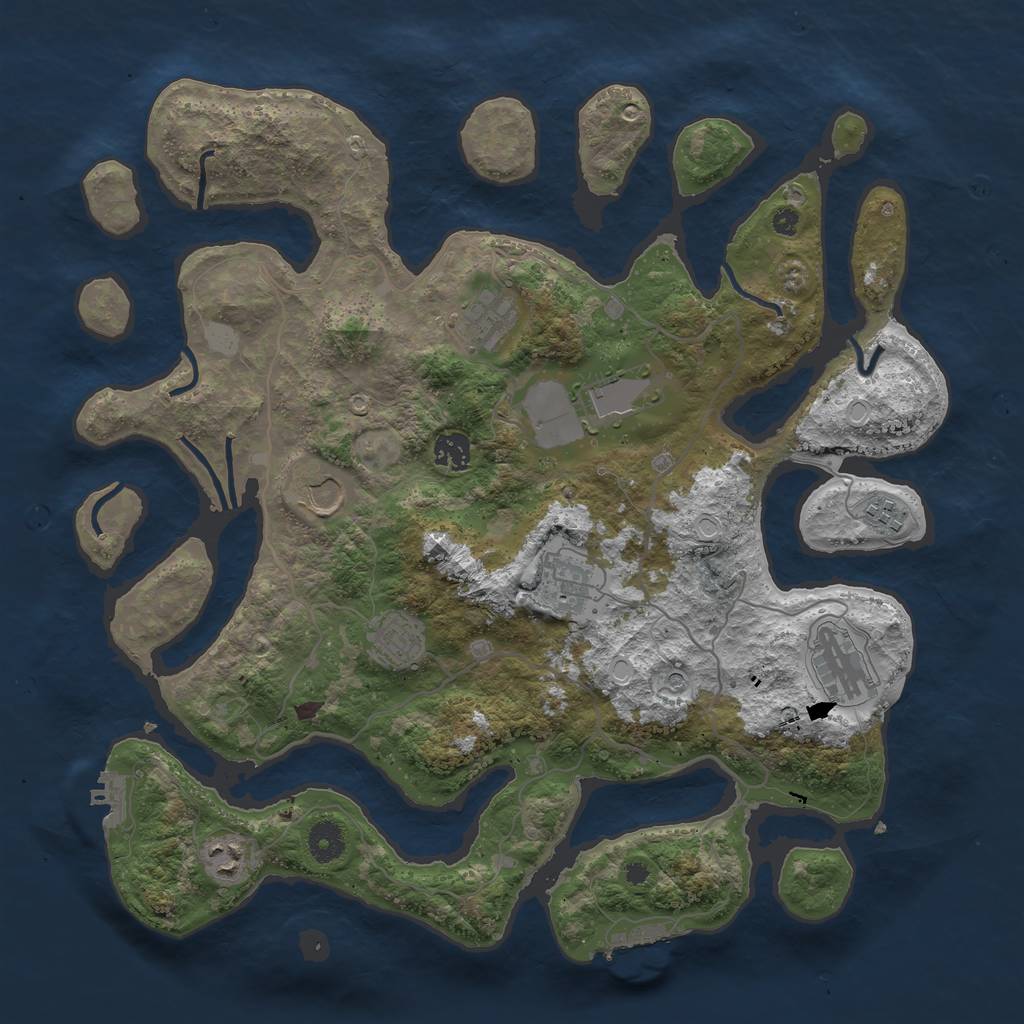 Rust Map: Procedural Map, Size: 4000, Seed: 970152709, 17 Monuments