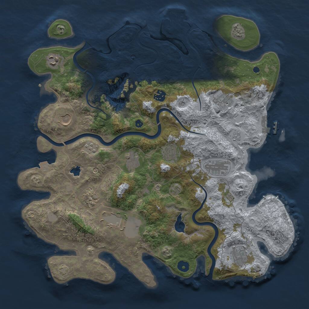 Rust Map: Procedural Map, Size: 4000, Seed: 120650, 17 Monuments