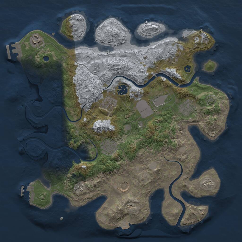 Rust Map: Procedural Map, Size: 3550, Seed: 394468, 15 Monuments