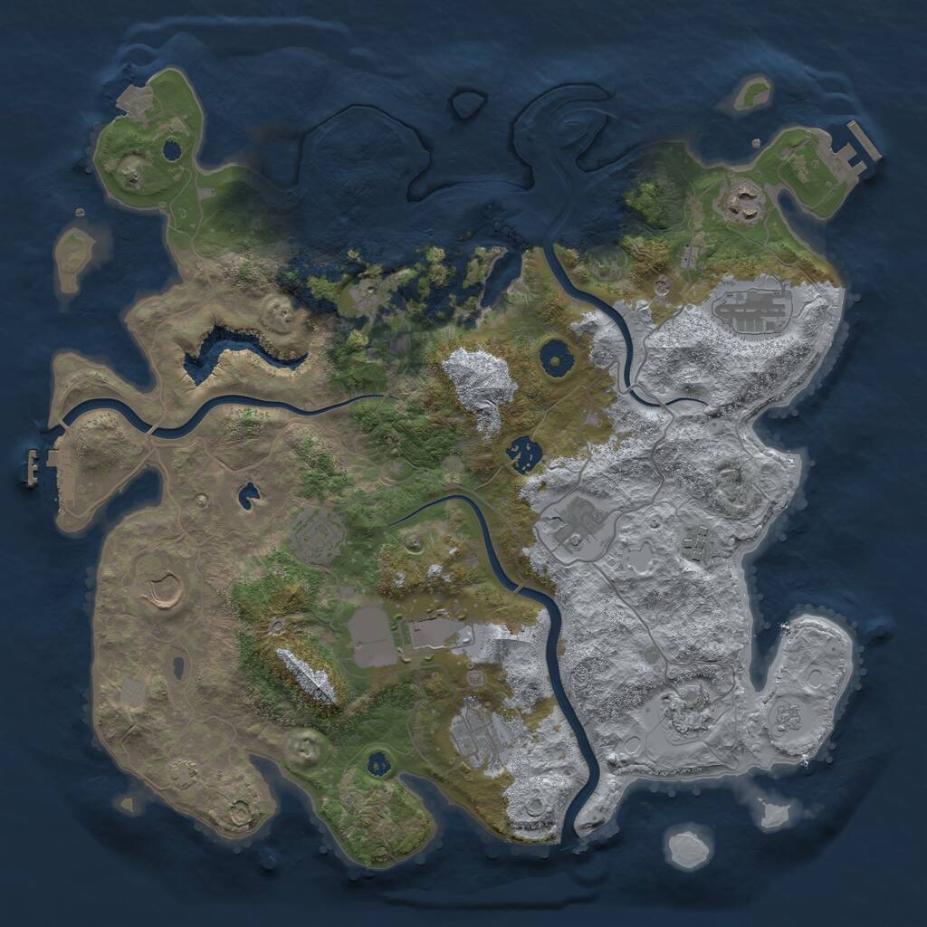Rust Map: Procedural Map, Size: 4000, Seed: 43458, 17 Monuments