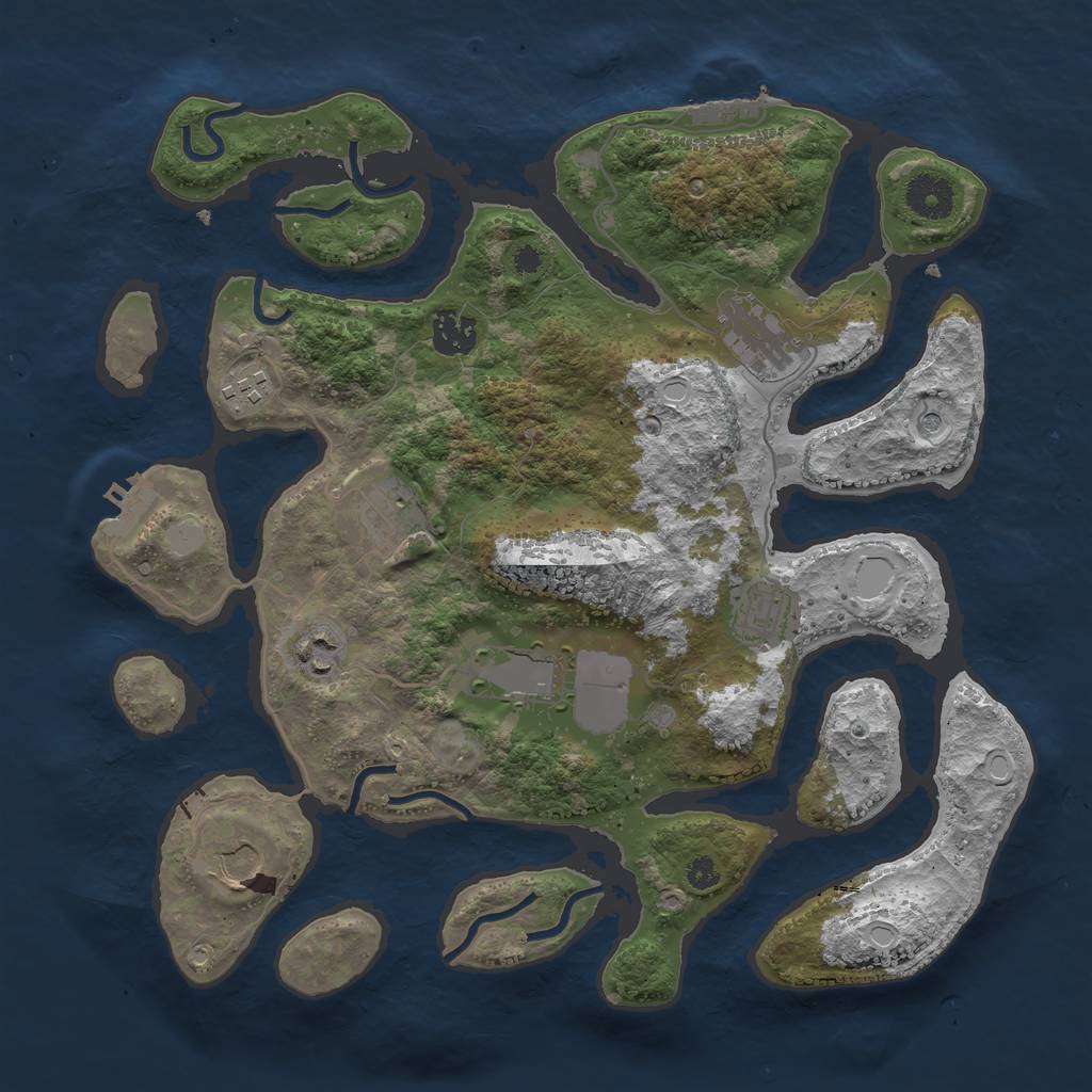 Rust Map: Procedural Map, Size: 3550, Seed: 936988, 16 Monuments