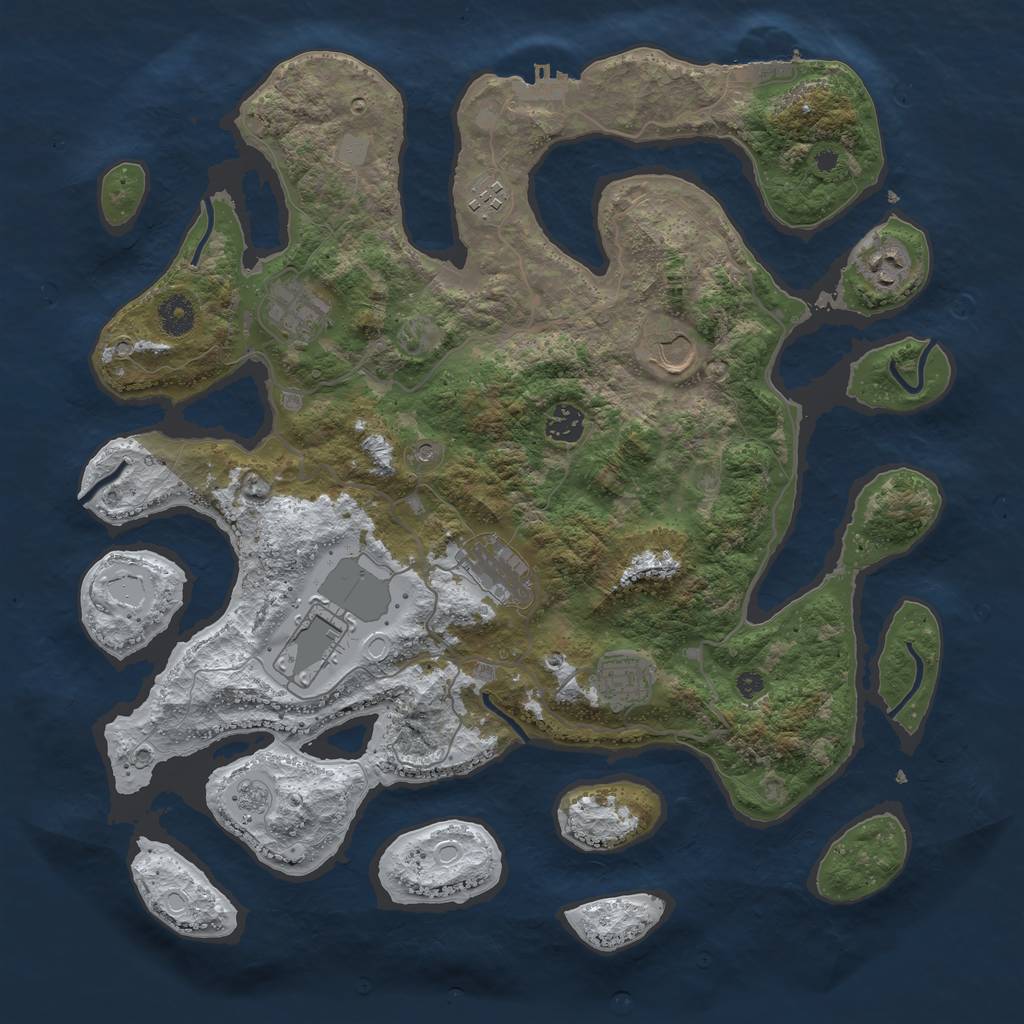 Rust Map: Procedural Map, Size: 4000, Seed: 664526, 17 Monuments