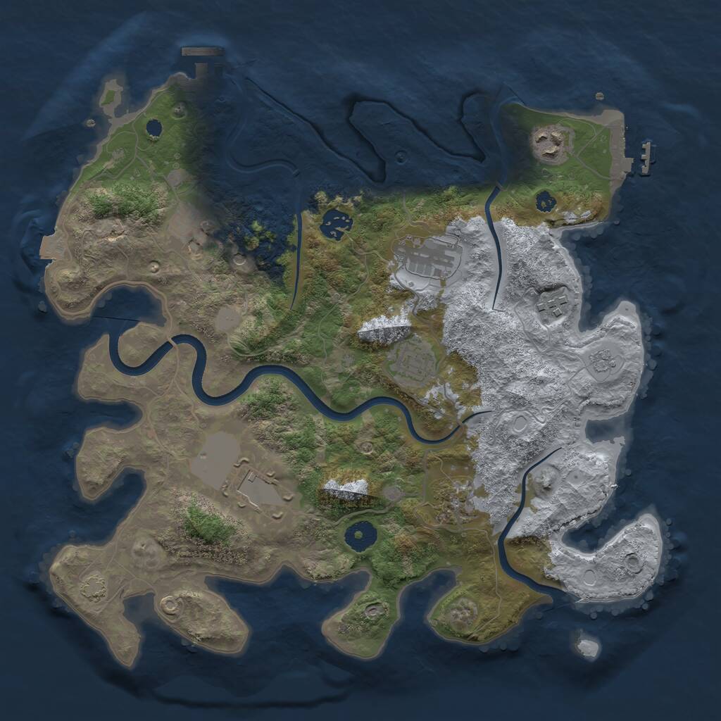 Rust Map: Procedural Map, Size: 3550, Seed: 840622, 14 Monuments