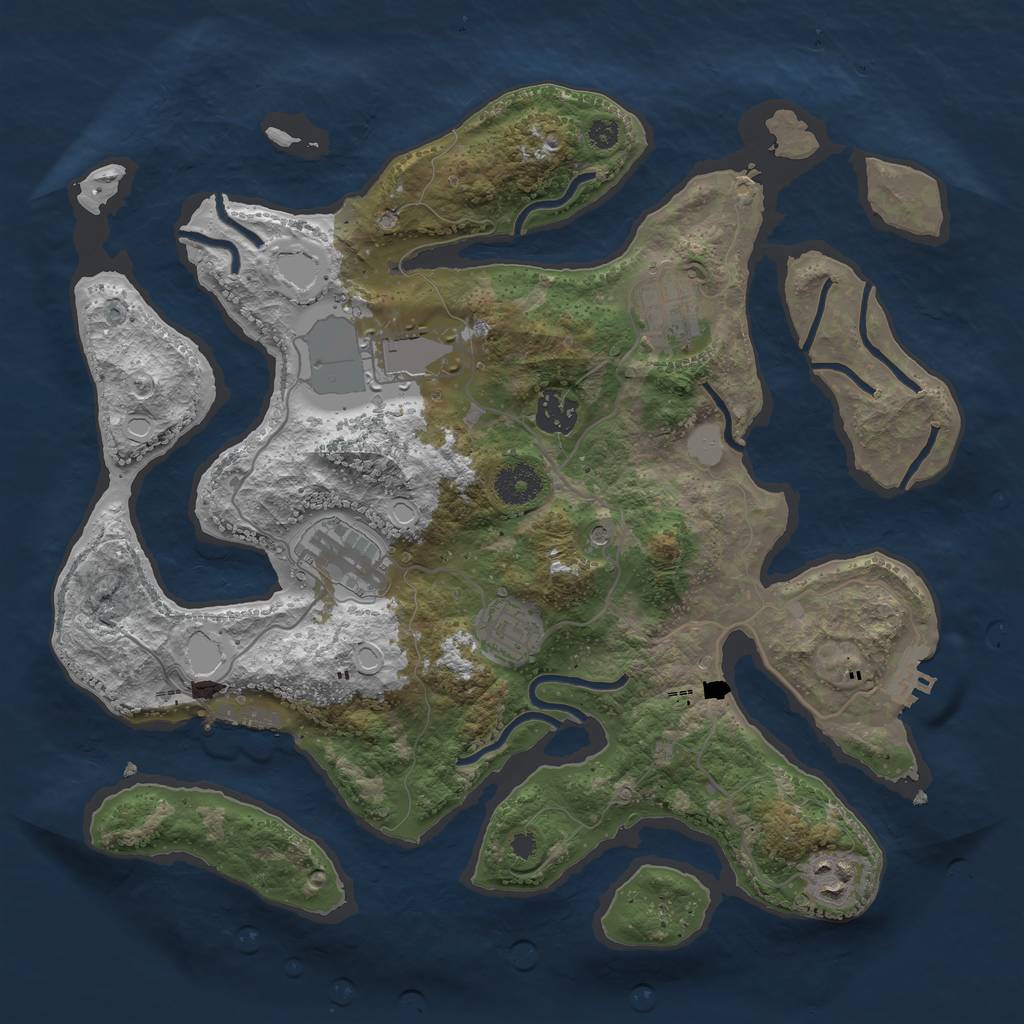 Rust Map: Procedural Map, Size: 3500, Seed: 43414543, 14 Monuments