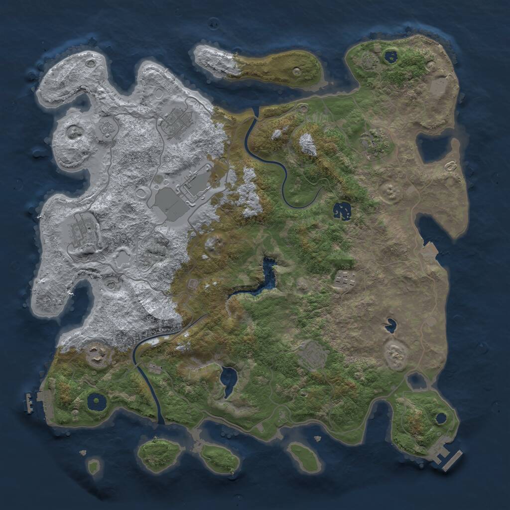 Rust Map: Procedural Map, Size: 4000, Seed: 889717, 14 Monuments