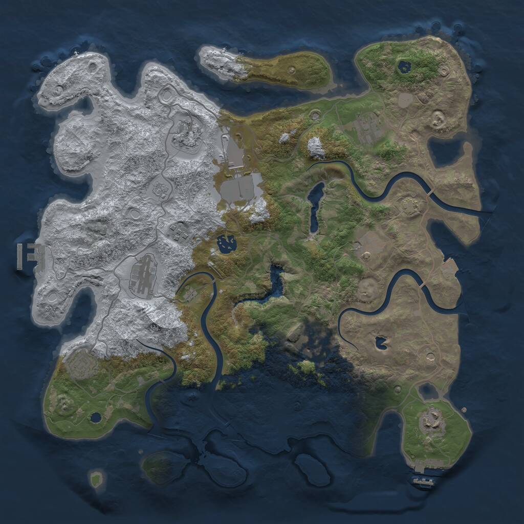 Rust Map: Procedural Map, Size: 4000, Seed: 889717, 16 Monuments
