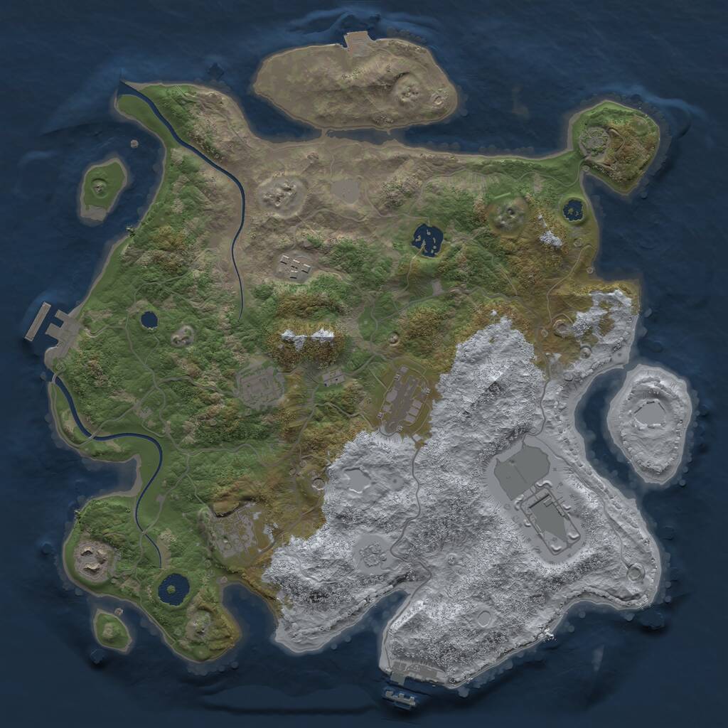Rust Map: Procedural Map, Size: 3550, Seed: 331117, 13 Monuments