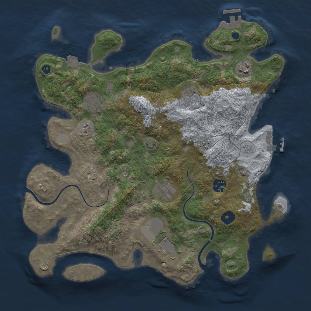 Rust Map: Procedural Map, Size: 3550, Seed: 189417, 13 Monuments
