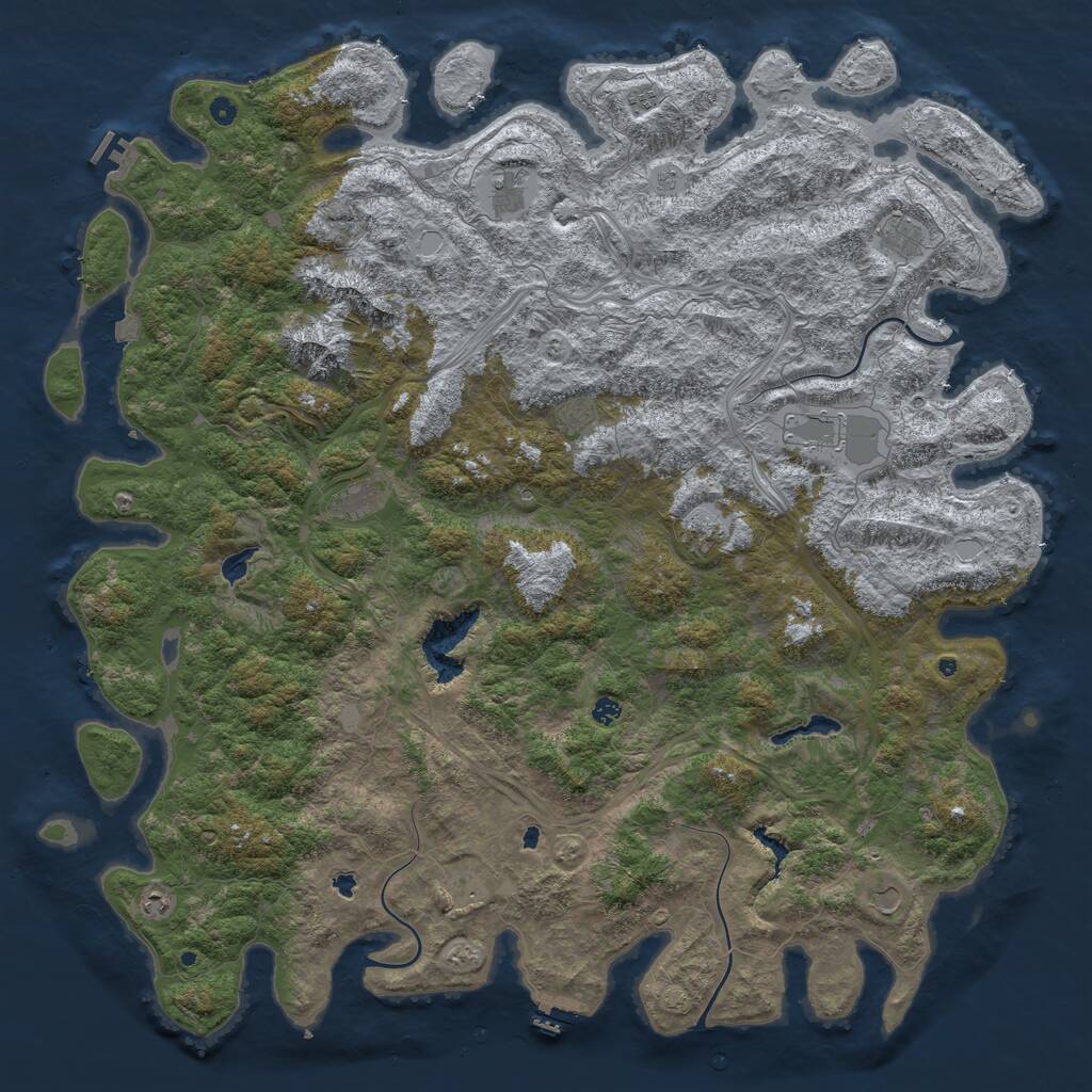 Rust Map: Procedural Map, Size: 6000, Seed: 939718, 17 Monuments