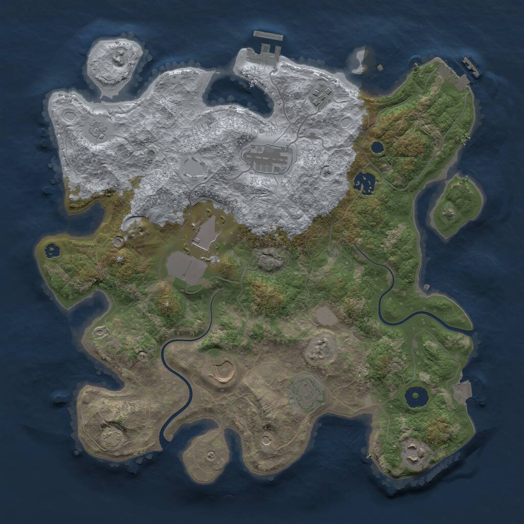 Rust Map: Procedural Map, Size: 3550, Seed: 117353, 13 Monuments