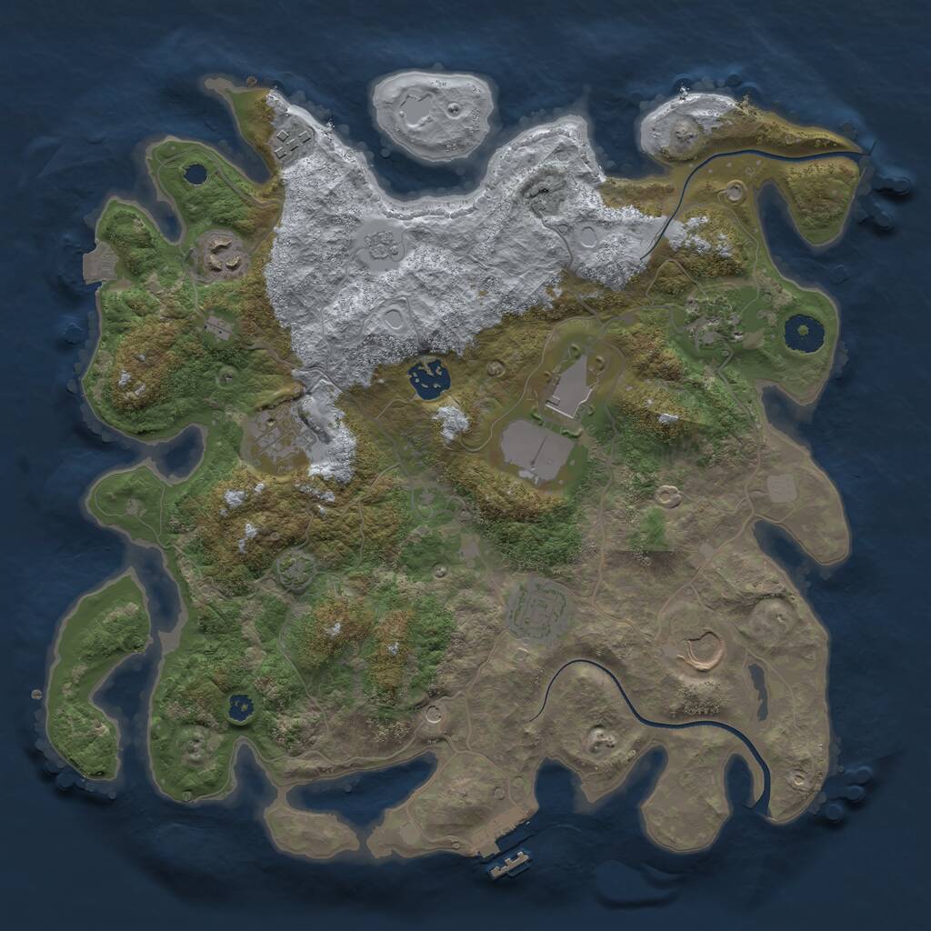 Rust Map: Procedural Map, Size: 3550, Seed: 992595, 13 Monuments