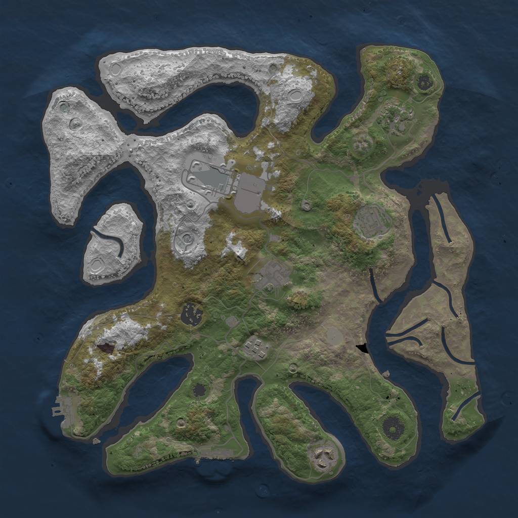 Rust Map: Procedural Map, Size: 3500, Seed: 1791275031, 15 Monuments