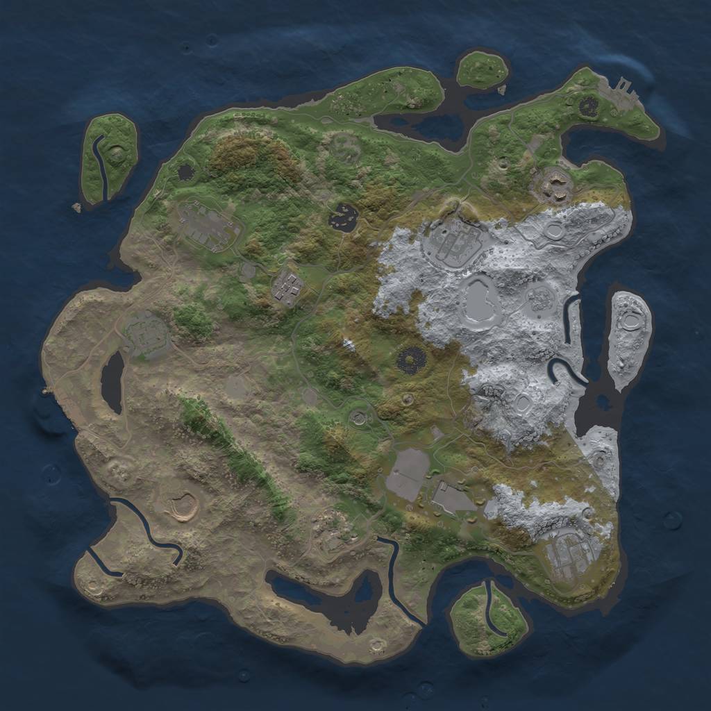 Rust Map: Procedural Map, Size: 3700, Seed: 1258169963, 19 Monuments