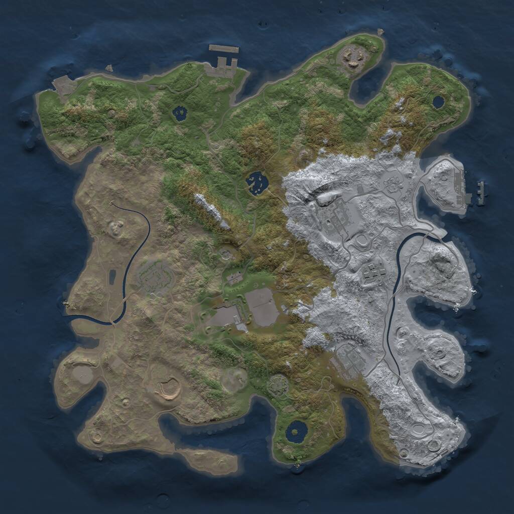 Rust Map: Procedural Map, Size: 3500, Seed: 1031238902, 14 Monuments