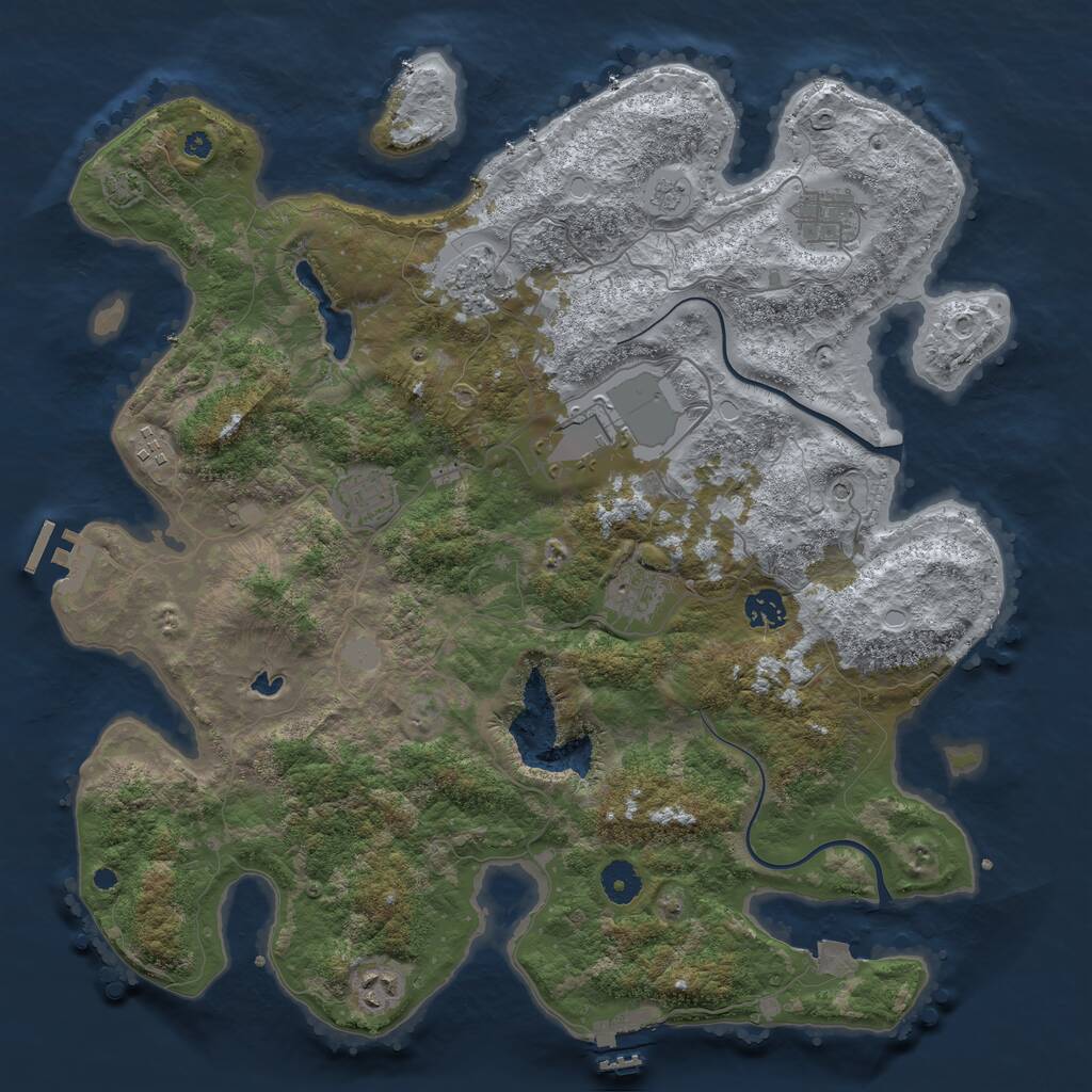Rust Map: Procedural Map, Size: 4000, Seed: 785560, 14 Monuments