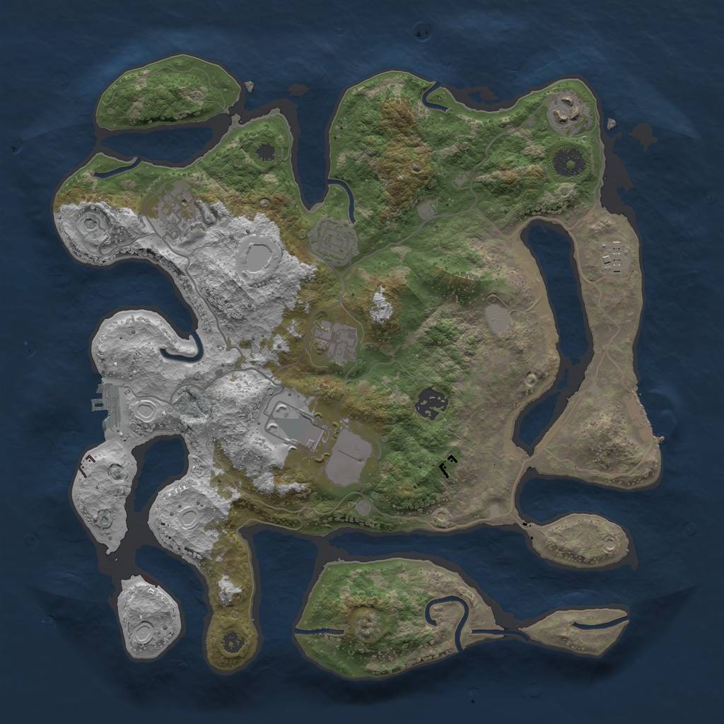 Rust Map: Procedural Map, Size: 3550, Seed: 705264, 15 Monuments
