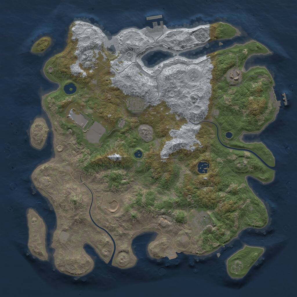 Rust Map: Procedural Map, Size: 3800, Seed: 1727675338, 14 Monuments