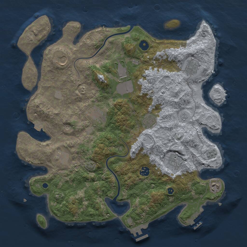 Rust Map: Procedural Map, Size: 3850, Seed: 503434811, 16 Monuments