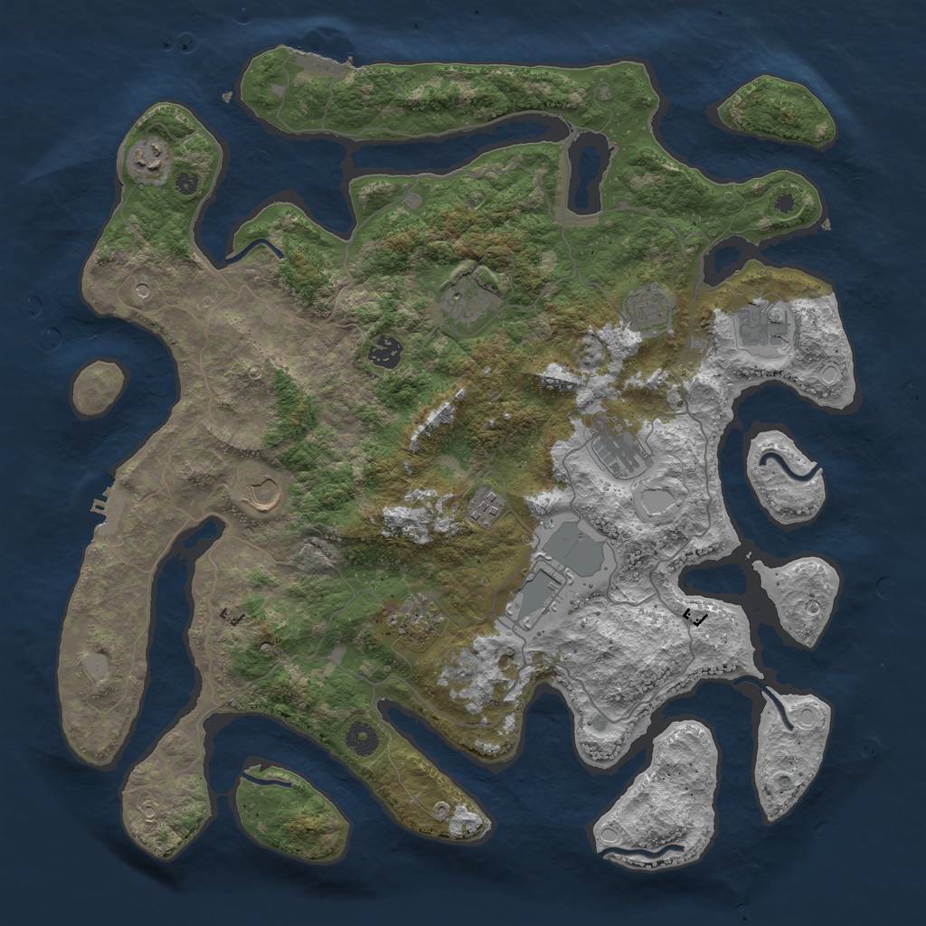 Rust Map: Procedural Map, Size: 4250, Seed: 385038422, 18 Monuments