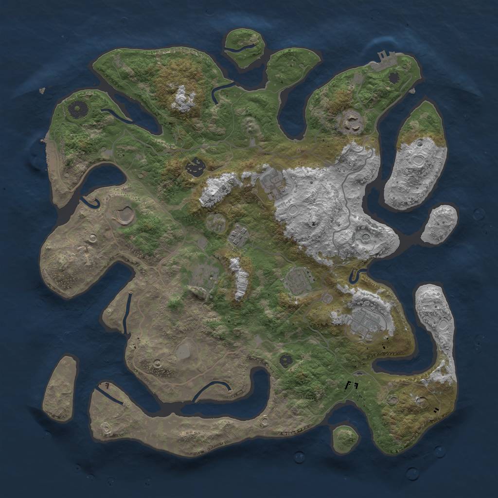Rust Map: Procedural Map, Size: 4000, Seed: 27598, 16 Monuments