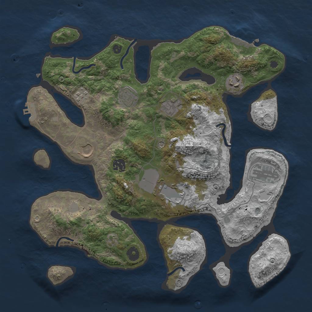 Rust Map: Procedural Map, Size: 3550, Seed: 571078, 16 Monuments