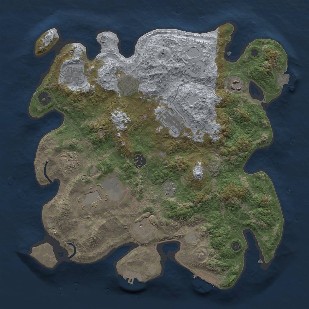 Rust Map: Procedural Map, Size: 3550, Seed: 110023, 17 Monuments