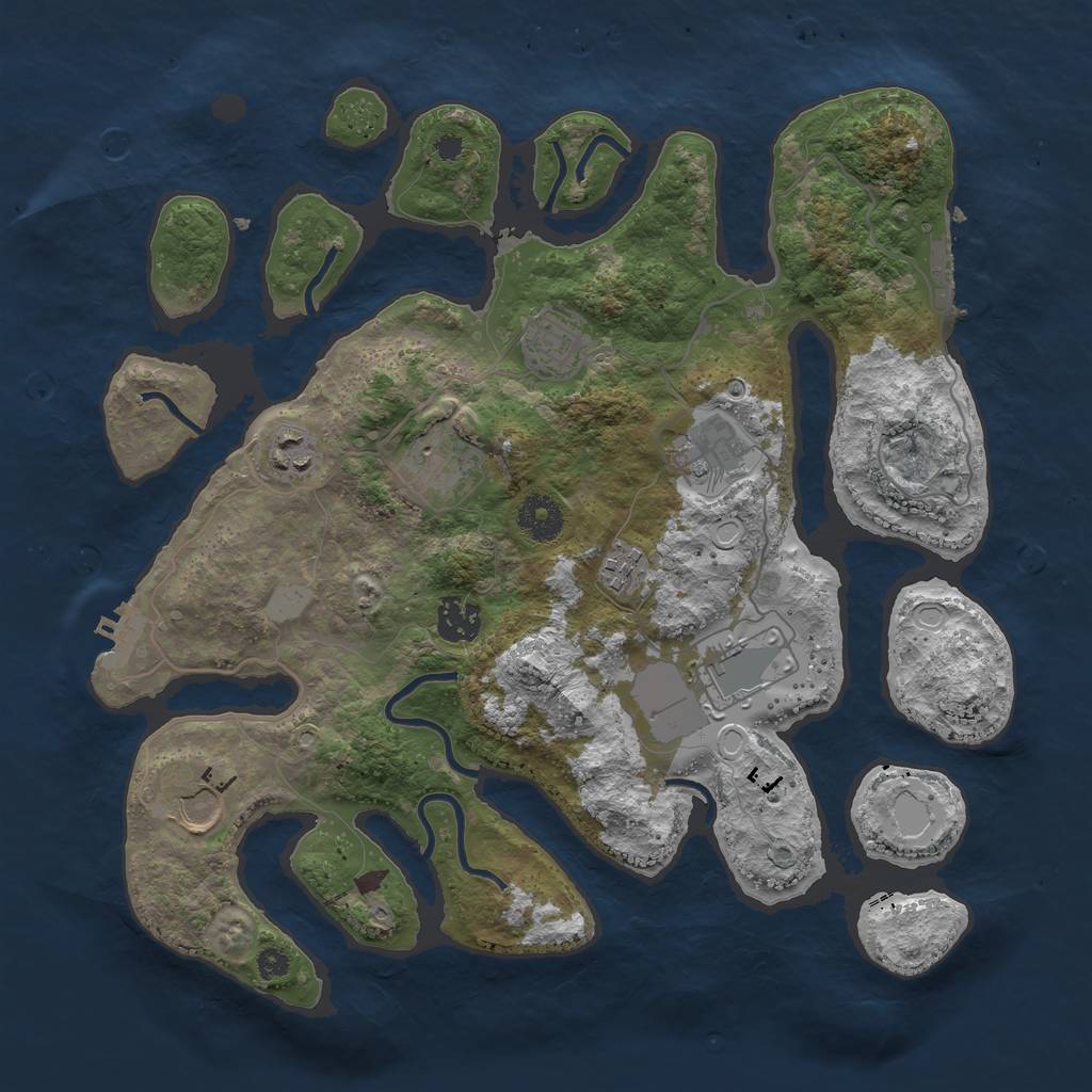 Rust Map: Procedural Map, Size: 3550, Seed: 626109, 15 Monuments