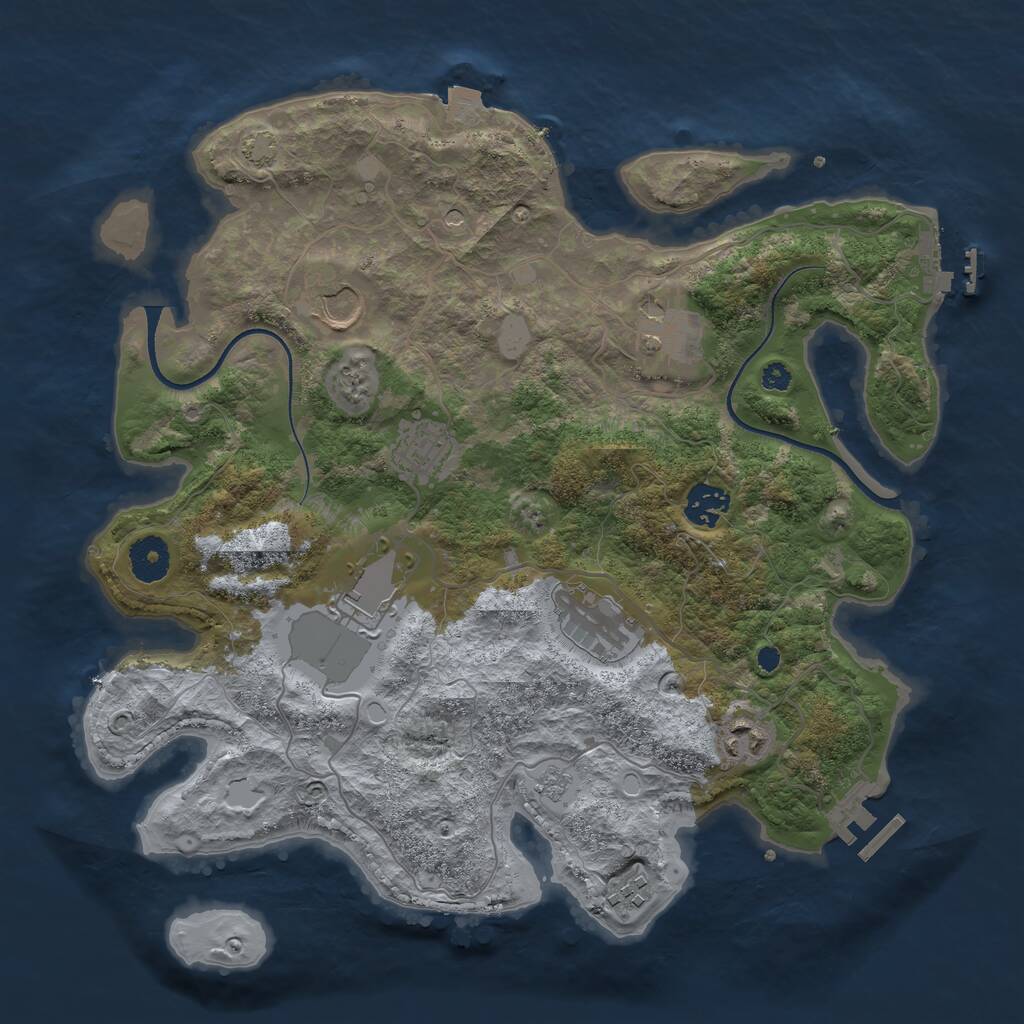 Rust Map: Procedural Map, Size: 3550, Seed: 567939, 14 Monuments