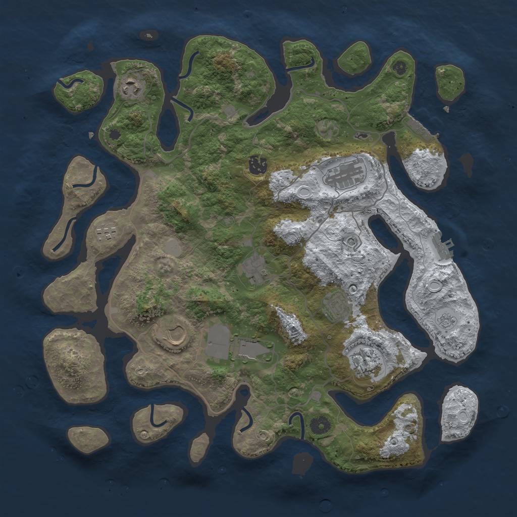 Rust Map: Procedural Map, Size: 4000, Seed: 46376, 18 Monuments