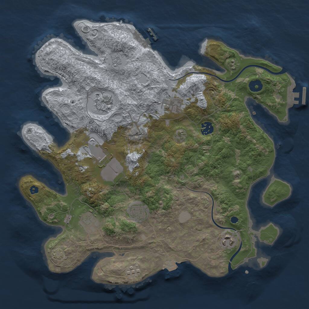 Rust Map: Procedural Map, Size: 3550, Seed: 417100, 13 Monuments
