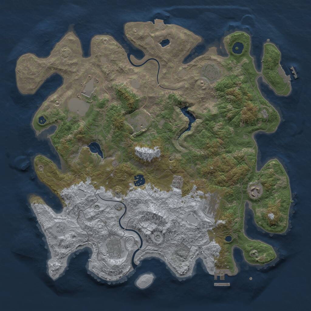 Rust Map: Procedural Map, Size: 4000, Seed: 933371, 14 Monuments